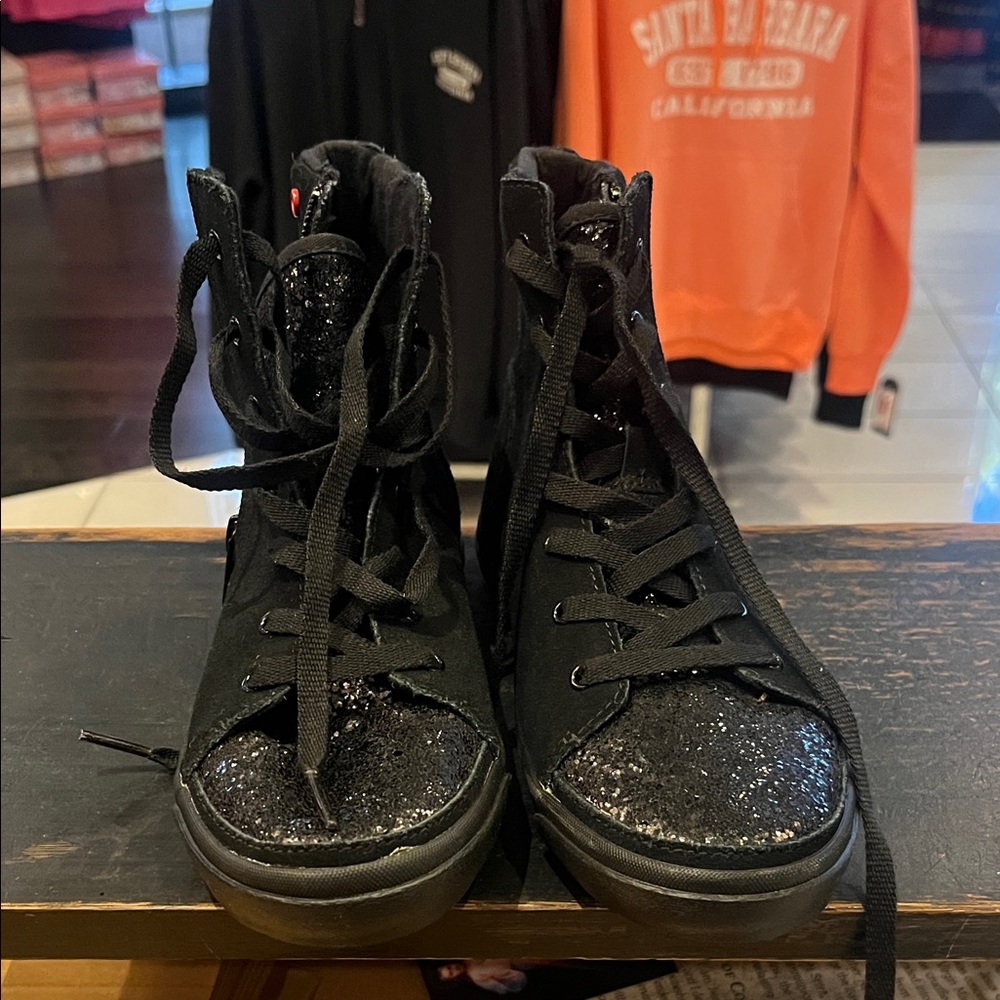 UGG Black Glitter Lace Up Boots